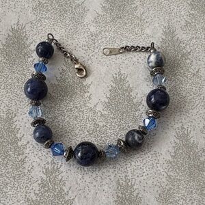 Blue and Silver Beaded Bracelet